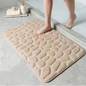 1pc Memory Foam Bath Rug, Cobblestone Embossed Bathroom Mat, Rapid Water Absorbent And Washable Bath Rugs, Non-Slip, Thick (Color: Camel, size: 40*60cm)