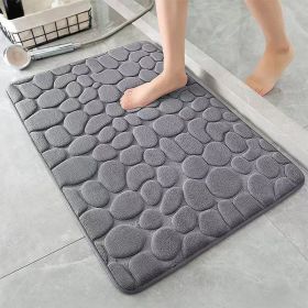 1pc Memory Foam Bath Rug, Cobblestone Embossed Bathroom Mat, Rapid Water Absorbent And Washable Bath Rugs, Non-Slip, Thick (Color: Grey, size: 40*60cm)