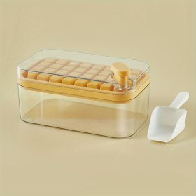 1pc Large Size 32/64 Slots Ice Mold Ice Tray Tray With Lid Ice Delivery Shovel; Creative 2-in-1 Ice Tray Mold And Storage Box One-click For Ice Extrac (Color: orange, Quantity: 32 Cells)